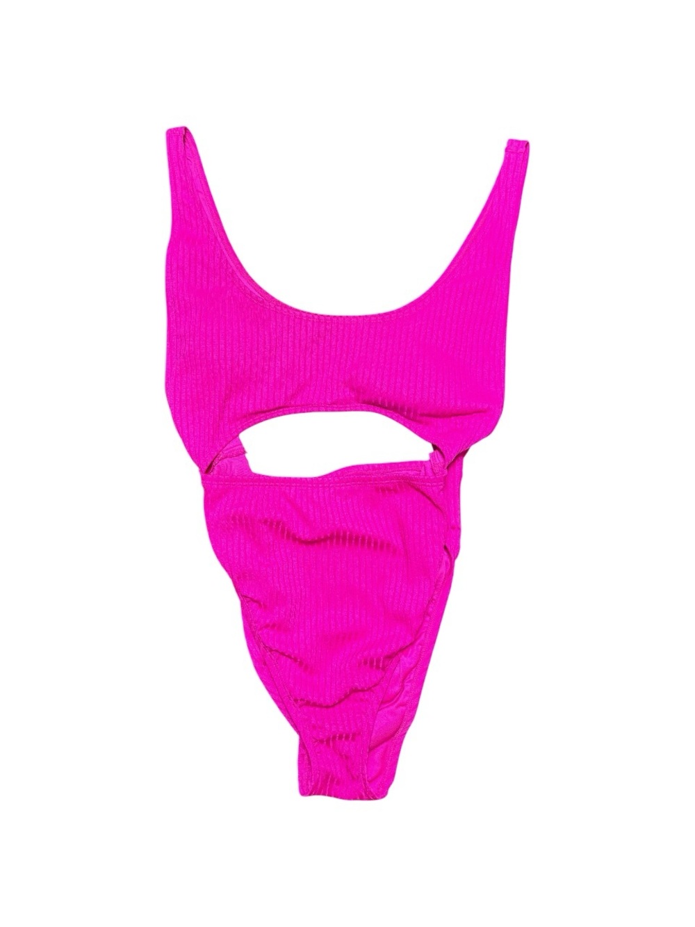 BCBG Generation Hot Pink Cutout Ribbed One-Piece Monokini Swimsuit Size Large